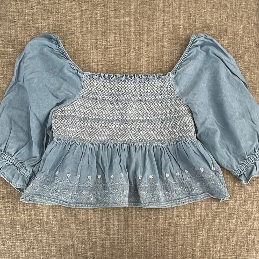 Blue off-the-shoulder Top